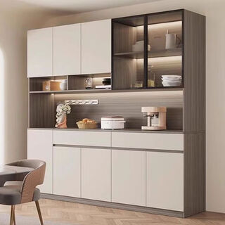 Home furnishing friend home solid wood sideboard simple living room light luxury cabinet home wine cabinet multifunctional large one solid wood two doors丨80*230*40cm self-installation