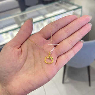 Chihuan 18k gold helokttiy cat head necklace for women sterling silver gold plated hollow hello kitty clavicle chain bow helo kttiy cat head necklace