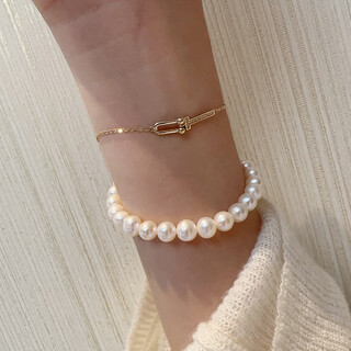 Pu lian korean popular 14k gold bracelet female personality temperament diamond letters horseshoe design color gold hand ornaments trendy gift