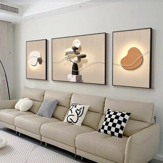 Shilairun living room large white wall decoration painting 2025 new light luxury high-end mural sofa background wall hanging painting shilairun 35*50/70*50/35*50 cloth texture surface aluminum alloy frame