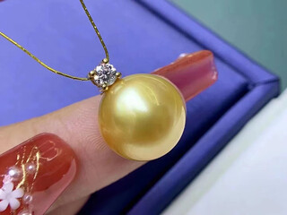 Fujiu pure 18k gold diamond faye wong pendant empty support accessories women's classic versatile clavicle diy accessories suitable for 5-12 10-point diamond pendant yellow (1 piece) does not include pearls