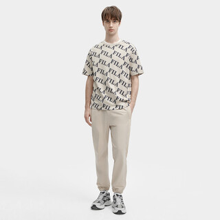 Fila men's men's sports pants men's fashion casual basic cuffed versatile leg pants woven trousers milk brown l