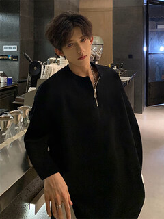 Tailored rain and rainbow american half-zip sweatshirt for men in autumn new style heavy long-sleeved t-shirt with bottoming henley shirt black black m 90-105jin jin is equal to 0.5 kg