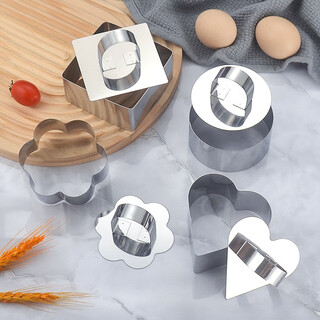 Jiaside blueberry yam mold stainless steel heart-to-heart dessert mousse custard heart-shaped cold dish shape placement mold mousse mold 4 pack round + flower + heart + square