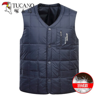 Woodpecker velvet vest for men in autumn and winter, thickened warm vest for men, daddy vest, middle-aged and elderly cotton vest, 558 navy blue 2xl (recommended 130-150 jin jin equals 0.5 kg)
