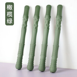 Guanxiangniao teething stick baby teething stick hollow straw teether chewable child massage gum food grade soft bite olive green*/1pc silicone hollow teether tube