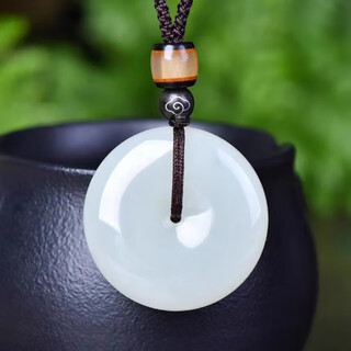 Jincuixi luxury high-end women's 18k gold inlaid necklace old material hetian jade green and white jade safety buckle square jade pendant hetian white jade safety buckle skin-friendly lanyard (size 45cm