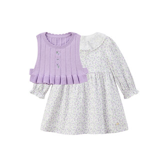 Tartine et chocolat french chocolate children's clothing 25 spring new arrival girls removable vest dress purple 110/4a 176