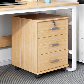 Badme filing cabinet office small cabinet with lock locker side drawer cabinet mobile under table storage cabinet wooden low cabinet recommended three drawers pastoral oak 40*34*59cm