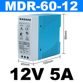 Shenzhen mingwei edr/ndr rail-type 24v/12v switching power supply 75/120-240/480w dc 5a10a mdr-60-12|12v5a