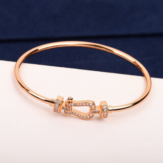 Kechu 18k rose gold diamond horseshoe buckle bracelet 925 sterling silver women's fashion temperament colorful full diamond bracelet bracelet for girlfriend
