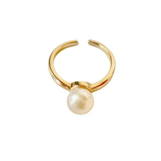 Pop ins single pearl ring plain ring light luxury high-end index finger ring opening adjustable ring female new product recommendation white
