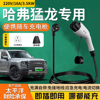 Fast charging cat, harvard, raptor, big dog, phev xiaolong max charging gun, car charging 3.5kw 7kw new energy electric vehicle portable home original charger gun pile without ground wire 3.5kw standard model 8a/16a two-speed switching current 10 meters