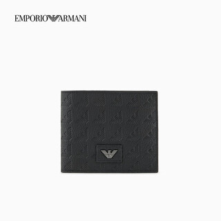 Emporio armani/armani official flagship gift new men's cow leather pebbled wallet wallet card bag autumn and winter uc001-black one size