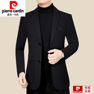 Pierre cardin spring and autumn new men's suit middle-aged casual korean style slim simple wool suit jacket new product black l 175 120-138jin jin is equal to 0.5 kg