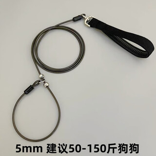 Dog leash, explosion-proof dog chain p rope, large, medium and small dog walking rope, anti-bite and anti-knot, thick p chain dog training p black thick 5mm recommended 50-150 jin jin equals 0.5 kg dog length 1.5 meters