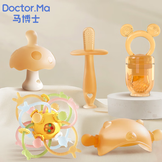 Dr. ma baby teether, molar stick, small mushroom teether, newborn toy, chewing gum, fruit chewing bag, 5 pieces
