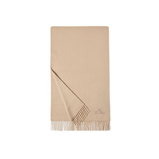 Loro piana/noyo piana women's large scarf embroidered badge pure cashmere tassel long shawl scarf 2025 new beige 2 regular