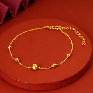 Library selects ancient gold 999 pure gold 18k gold color alloy flash bead bracelet for women's fashion zodiac year hand jewelry for women new flash bead bracelet