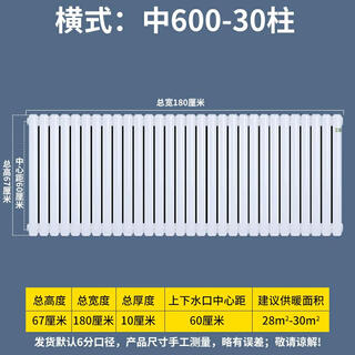 Wen yijia customized radiator household steel large water channel steel two-column radiator water heating wall-mounted central heating engineering piece center distance 600-30 columns (recommended heating 29-30 square meters)