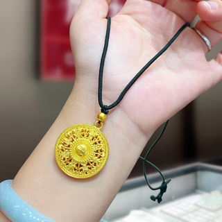 Canxian hong kong eight treasures compass gold-wrapped silver pendant with the word 