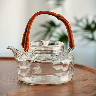 Peking university history heat-resistant glass teapot 2025 new electric ceramic stove heating furnace tea making household japanese-style rattan weaving lift teapot water cube rattan weaving pot transparent 800ml