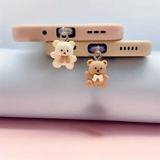 Yunluo's new bear mobile phone dust-proof plug resin tie off-white coffee color charging plug earphone hole pendant type-c coffee color + beige bear (couple model) android type type-c interface dust-proof