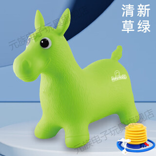 跳跳马1-3岁带音乐儿童充气马玩具宝宝防摔坐骑马跳跳鹿木马摇摇 跳跳马H0268青草绿【加厚材质+充气泵】