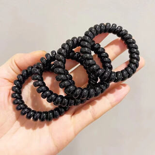 Jiuweiya phone cord hair band for women new high-end hair rope to tie hair rubber band leather cover for women high elasticity and durable traceless headband jyfq177 black 4 pieces