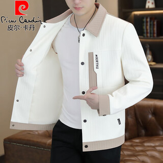 Pierre cardin (pierre cardin) design lapel jacket men's korean version slim and trendy men's spring and autumn casual tops off-white l 100-120jin jin equals 0.5 kg