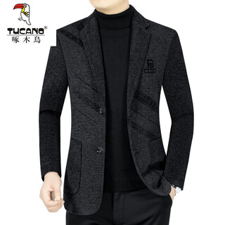 Woodpecker suit men's spring new business casual top jacket dad's suit small suit fitted jacket men black 185 (150-170 jin jin equals 0.5 kg) 2xl