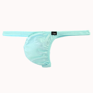 G-station tm series sexy men's thong high elastic, soft and comfortable polyester thin breathable ultra-low waist tight underwear sky blue 1 pair l (day size is too small)