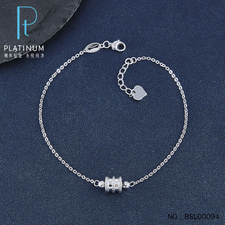 Xiangyuan jewelry pt950 platinum small waist double bead bracelet for women platinum valentine's day gift for girlfriend and wife platinum small waist bracelet can be adjusted 2.73 grams