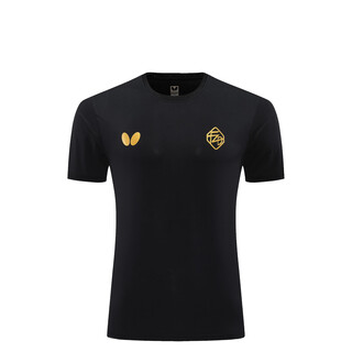 蝴蝶乒乓运动球衣新款乒乓球服短袖樊振东同款文化衫训练比赛速干运动服短 黑色上衣 XL  上衣短裤尺码不同，参考详情页