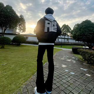 7 excellent products micro-boot jeans for men, autumn and winter style, american high street fashion brand, loose straight slim fit scimitar long pants for men, df-701 black xl