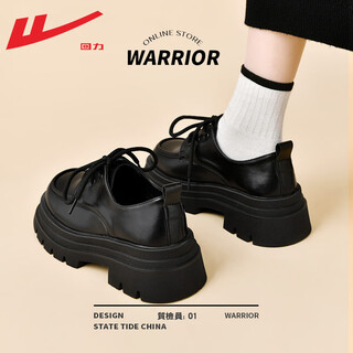 Warrior official loafers women's shoes autumn versatile black small leather shoes british style mary jane shoes women's matte 37