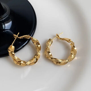 Li shen’s withdrawal benefits ~ 18k gold twisted hoop irregular earrings and earrings for women 2024 color gold twist earrings 18k gold earrings