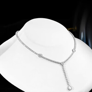 Louis garni 18k gold diamond necklace for women, high-end and elegant design, real diamond adjustable clavicle chain, fashion customization, 18k white (66cm)