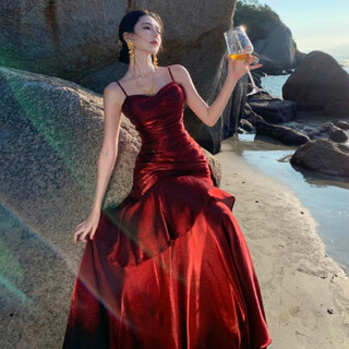 Condomi mermaid dress stunning mermaid reception dress royal sister style waist dress dress bridal returning home burgundy s