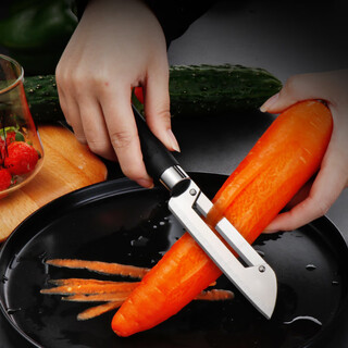 安德纳多功能削皮刀不锈钢苹果削皮器家用瓜刨厨房土豆刮皮水果去皮神器 黑柄削皮水果刀【1把】