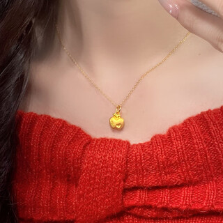Yage gold peaceful fruit necklace for women pure gold love apple pendant christmas eve christmas gift for girlfriend and wife pure gold love apple pendant gift silver chain (golden agreement)