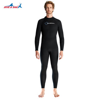 Dive&sail swimsuit men's thickened 1.5mm long-sleeved one-piece wetsuit men's large size warm and cold snorkeling surfing swimsuit black m (recommended weight 135-150jin jin equals 0.5 kg)