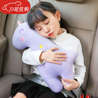 工马创意汽车儿童安全带防勒脖护肩套限位器调节固定器车载睡觉神器 萌萌独角兽(升级加大亲肤材质)