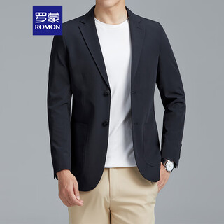 Romon suit men's four seasons casual small suit business single suit top professional formal jacket 2322 black xl