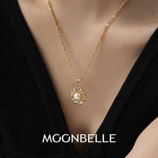 Shumo moonbelle original design pearl retro necklace french niche flower two-color temperament advanced new pendant retro two-color flower necklace