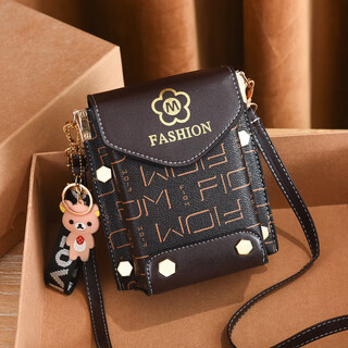 Mobile phone small bag for women new ins versatile fashion crossbody bag mini vertical simple shoulder bag coffee letters