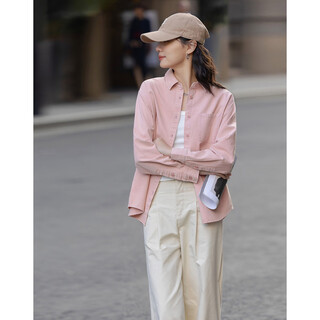 Demana dry rose spring youthful pure cotton lapel shirt loose and comfortable hidden meat denim shirt women's top