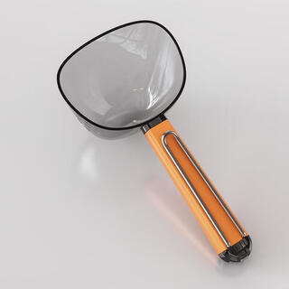 Longxue household measuring spoon with clamp, sealable grain clamp, sealable rice spoon, multi-function digging flour, milk powder and rice noodle spoon, orange rice spoon with sealing clip, 1 piece