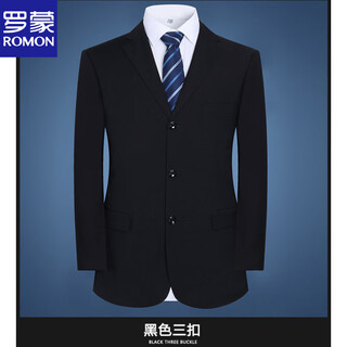 Romon men's casual suits, business-free ironing singles, spring and autumn, young and middle-aged work suits, formal suits, jackets, men's tops, pure black 3-button (single top) s 160 recommended for 102 jin jin equal to 0.5 kg.