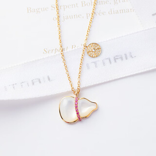 Tanhai official jewelry gourd 18k gold necklace for women white mother-of-pearl pendant clavicle set chain adjustable color gold necklace 18k gourd necklace (yellow) 2.88g42cm